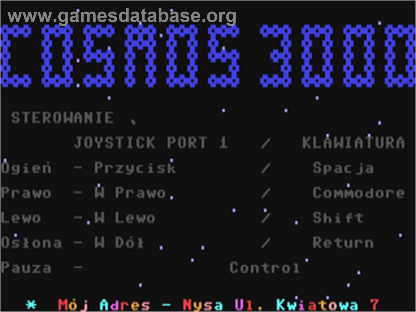 Cosmos 3000 - Commodore 64 - Artwork - Title Screen