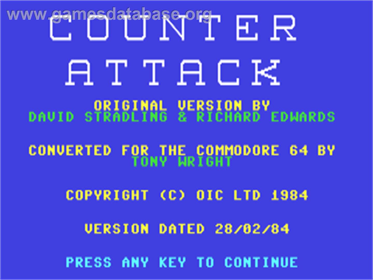 Counter Attack (2023) - Commodore 64 - Artwork - Title Screen