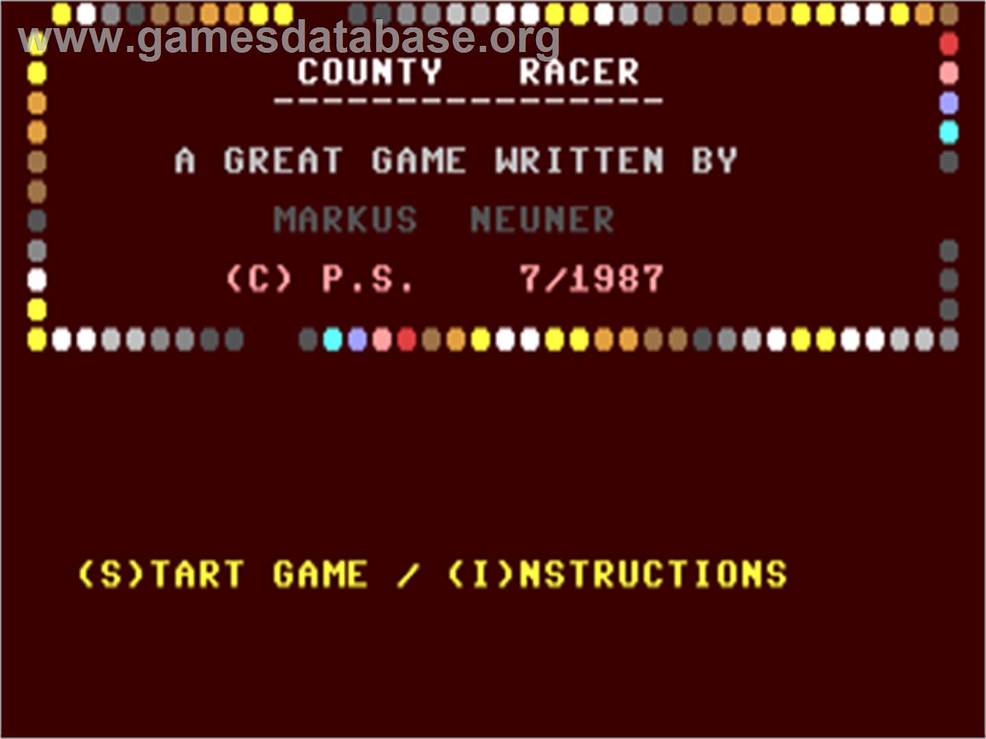 County Racer - Commodore 64 - Artwork - Title Screen