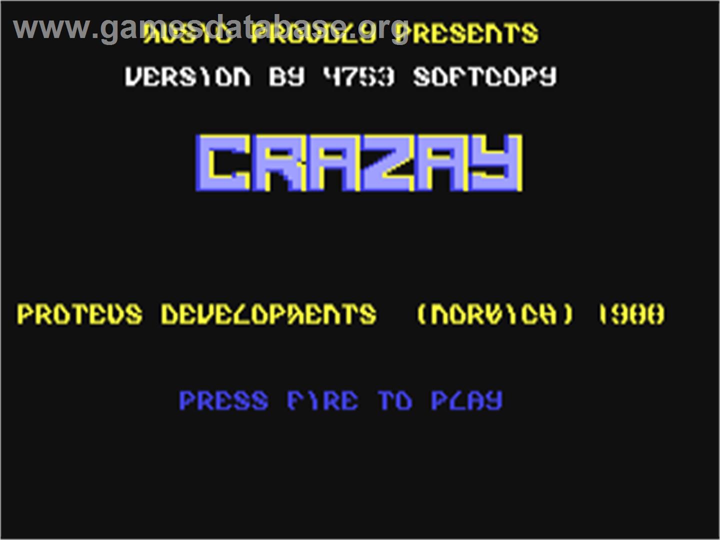 Crazay - Commodore 64 - Artwork - Title Screen