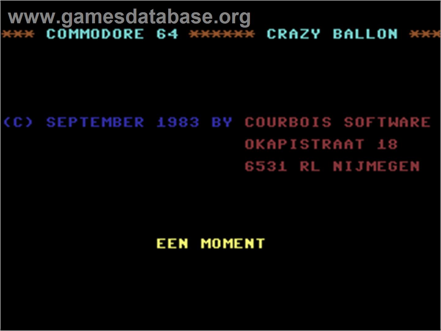 Crazy Ballon - Commodore 64 - Artwork - Title Screen