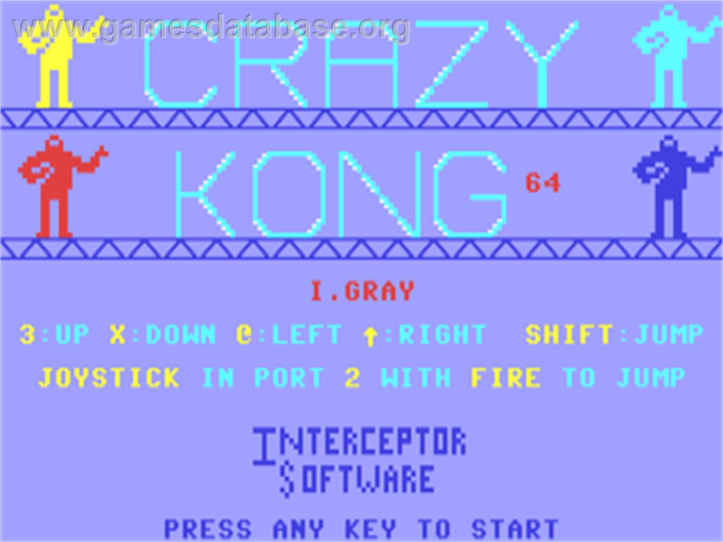 Crazy Kong - Commodore 64 - Artwork - Title Screen