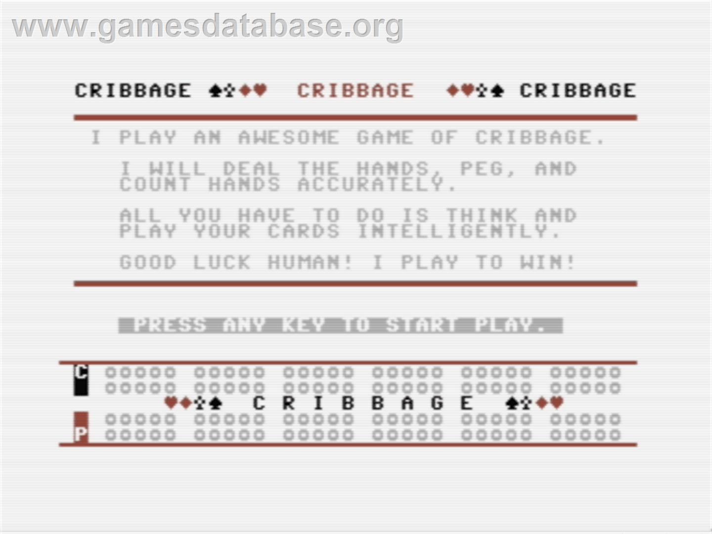 Cribbage - Commodore 64 - Artwork - Title Screen