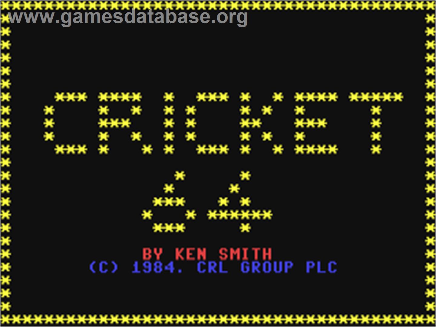 Cricket 64 - Commodore 64 - Artwork - Title Screen