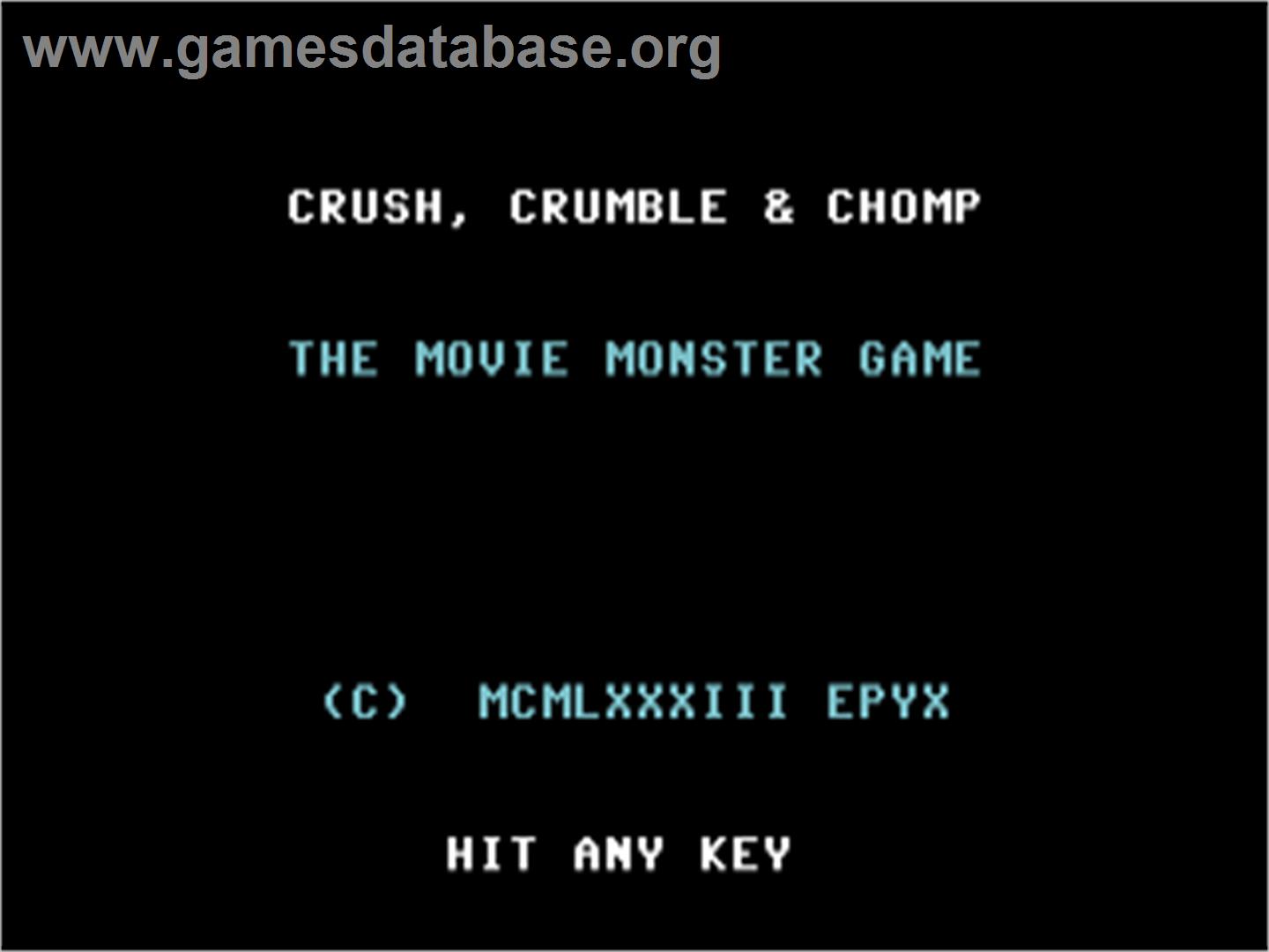 Crush, Crumble and Chomp! - Commodore 64 - Artwork - Title Screen