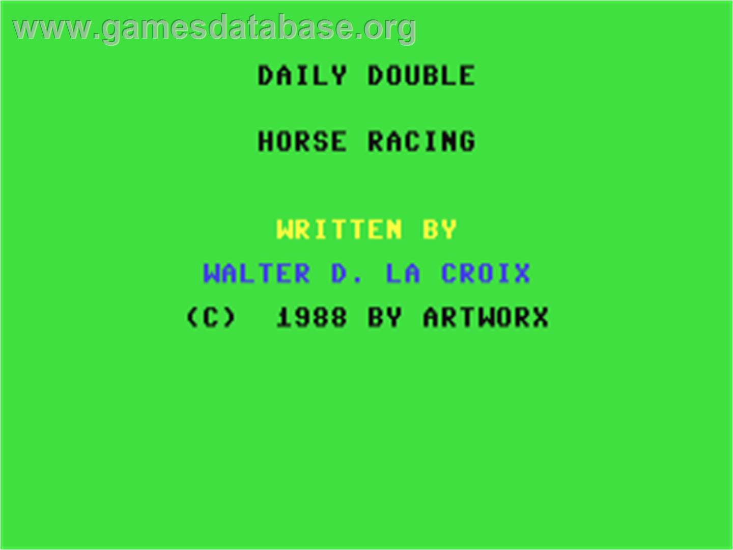 Daily Double Horse Racing - Commodore 64 - Artwork - Title Screen