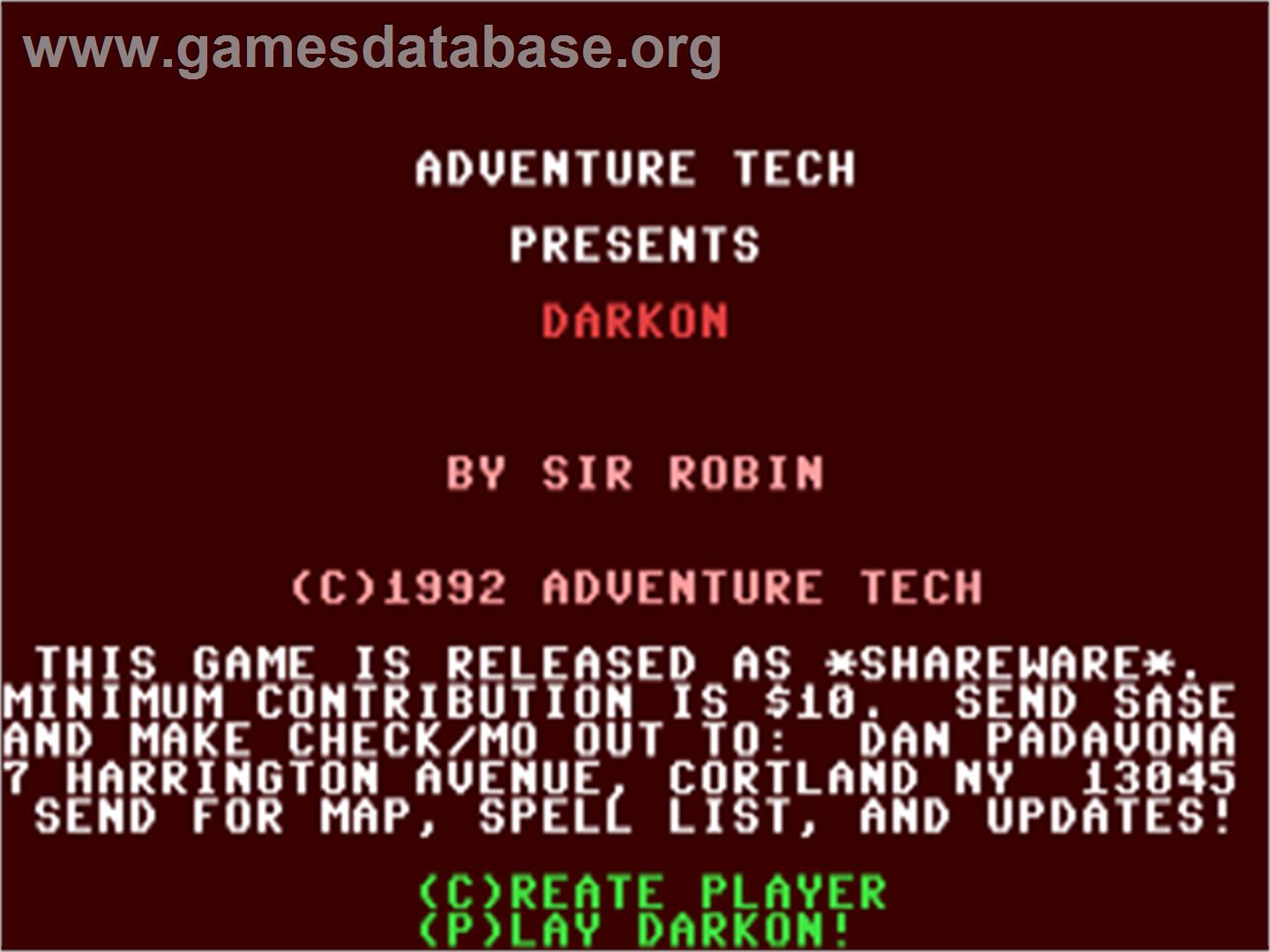 Darkon - Commodore 64 - Artwork - Title Screen