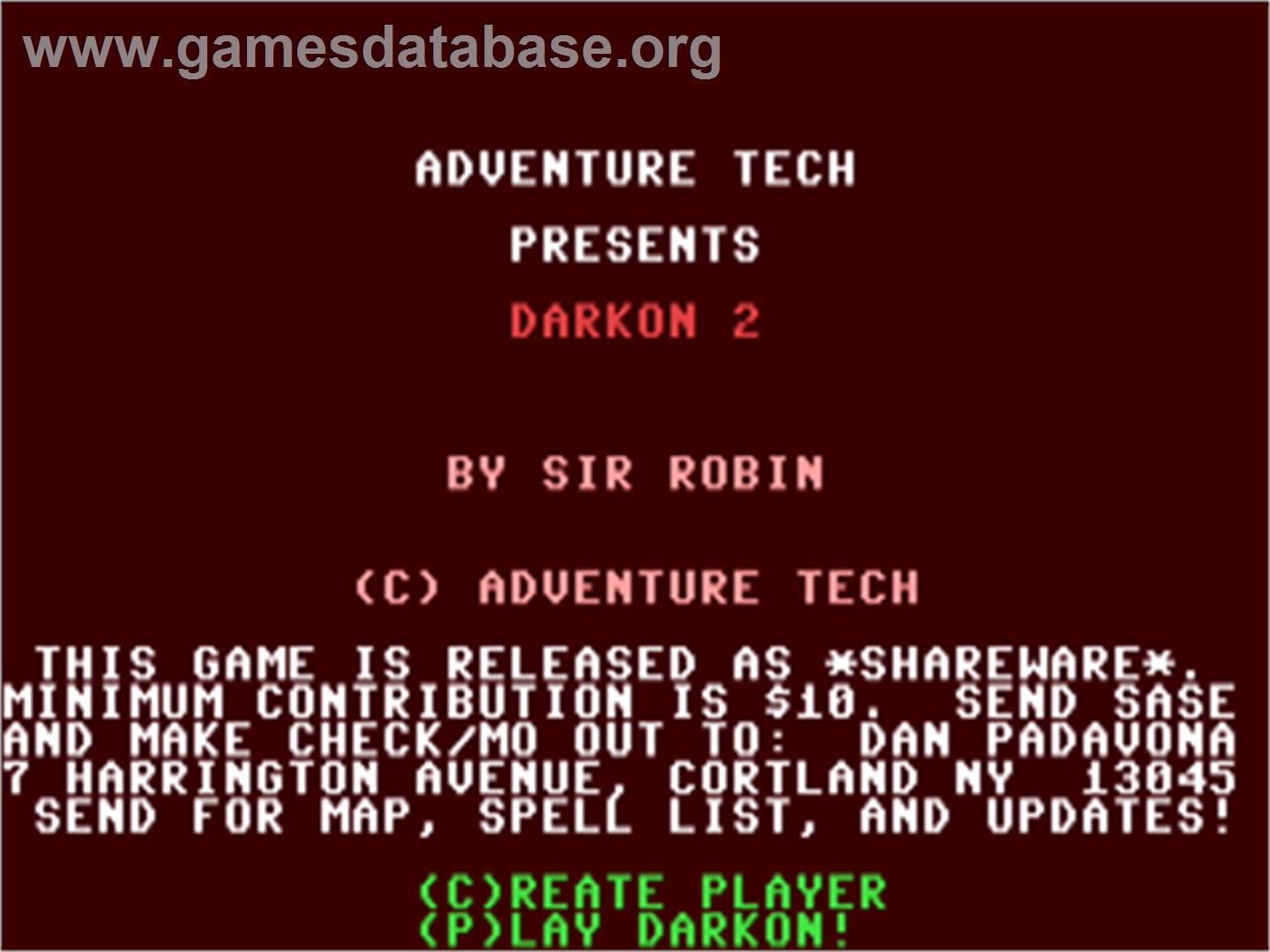 Darkon 2 - Commodore 64 - Artwork - Title Screen