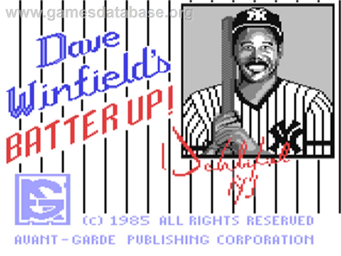 Dave Winfield's Batter Up! - Commodore 64 - Artwork - Title Screen