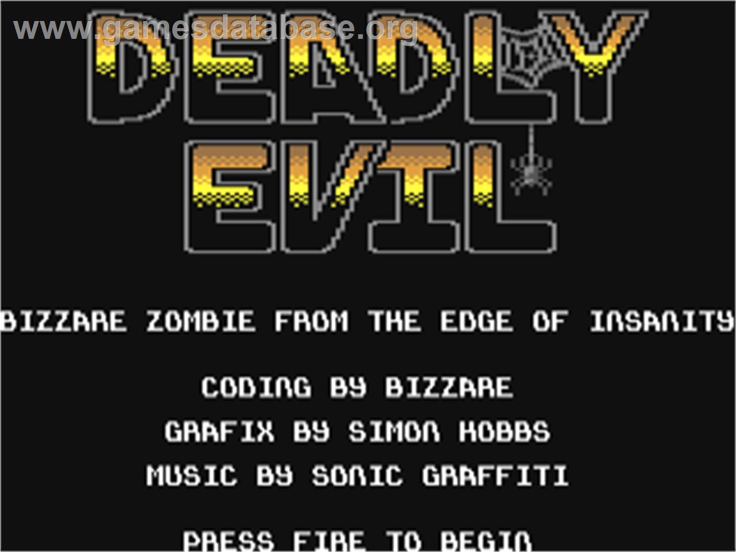 Deadly Evil - Commodore 64 - Artwork - Title Screen