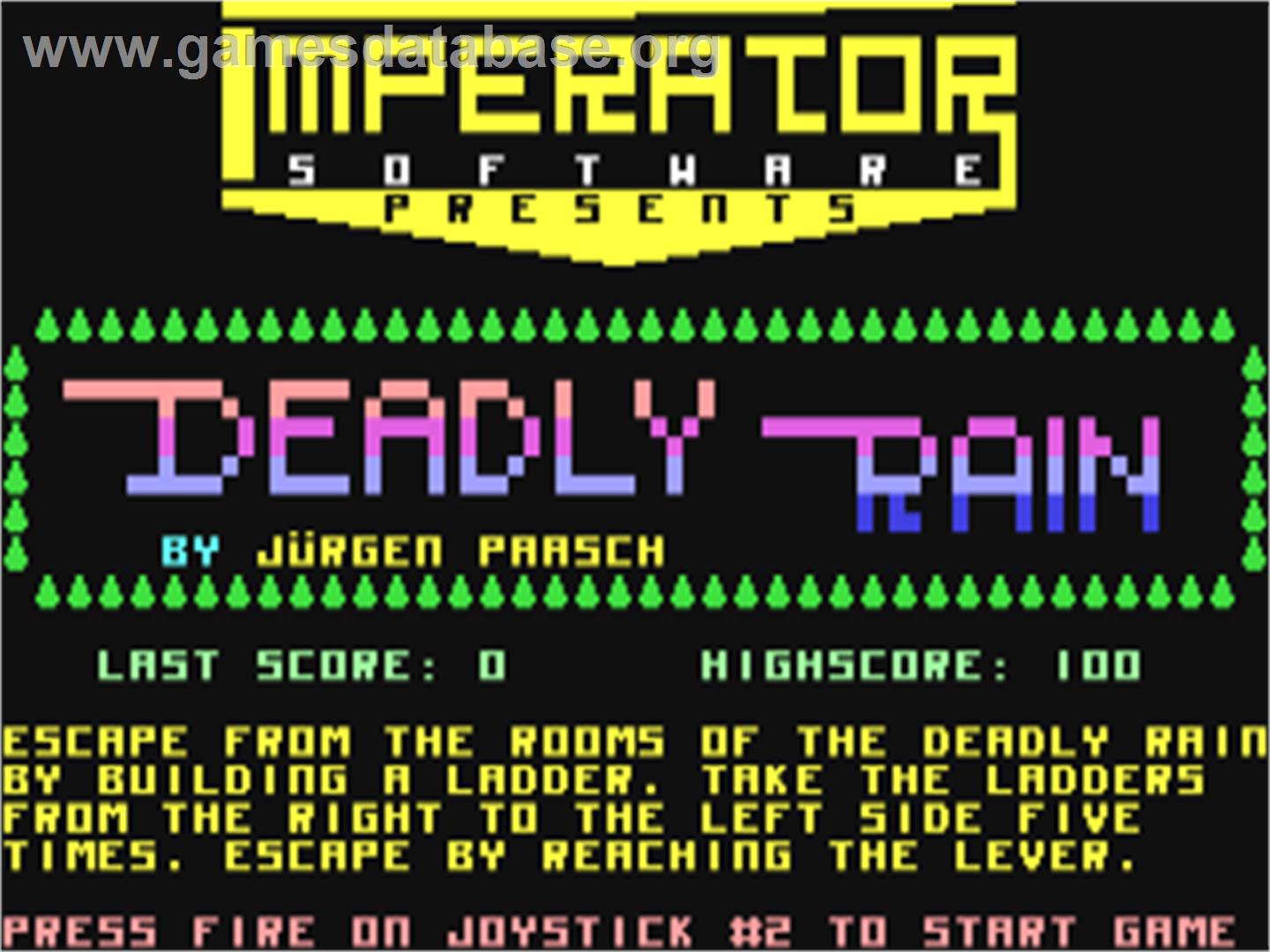 Deadly Rain - Commodore 64 - Artwork - Title Screen