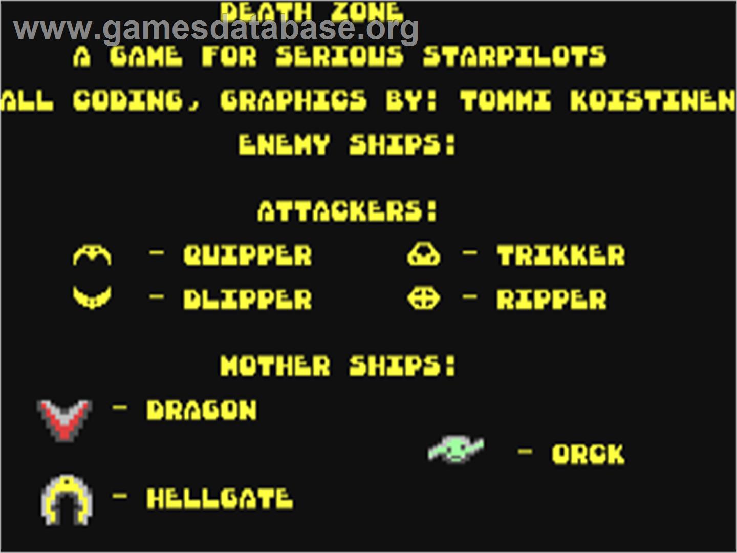 Death Zone (ETG-Software) - Commodore 64 - Artwork - Title Screen