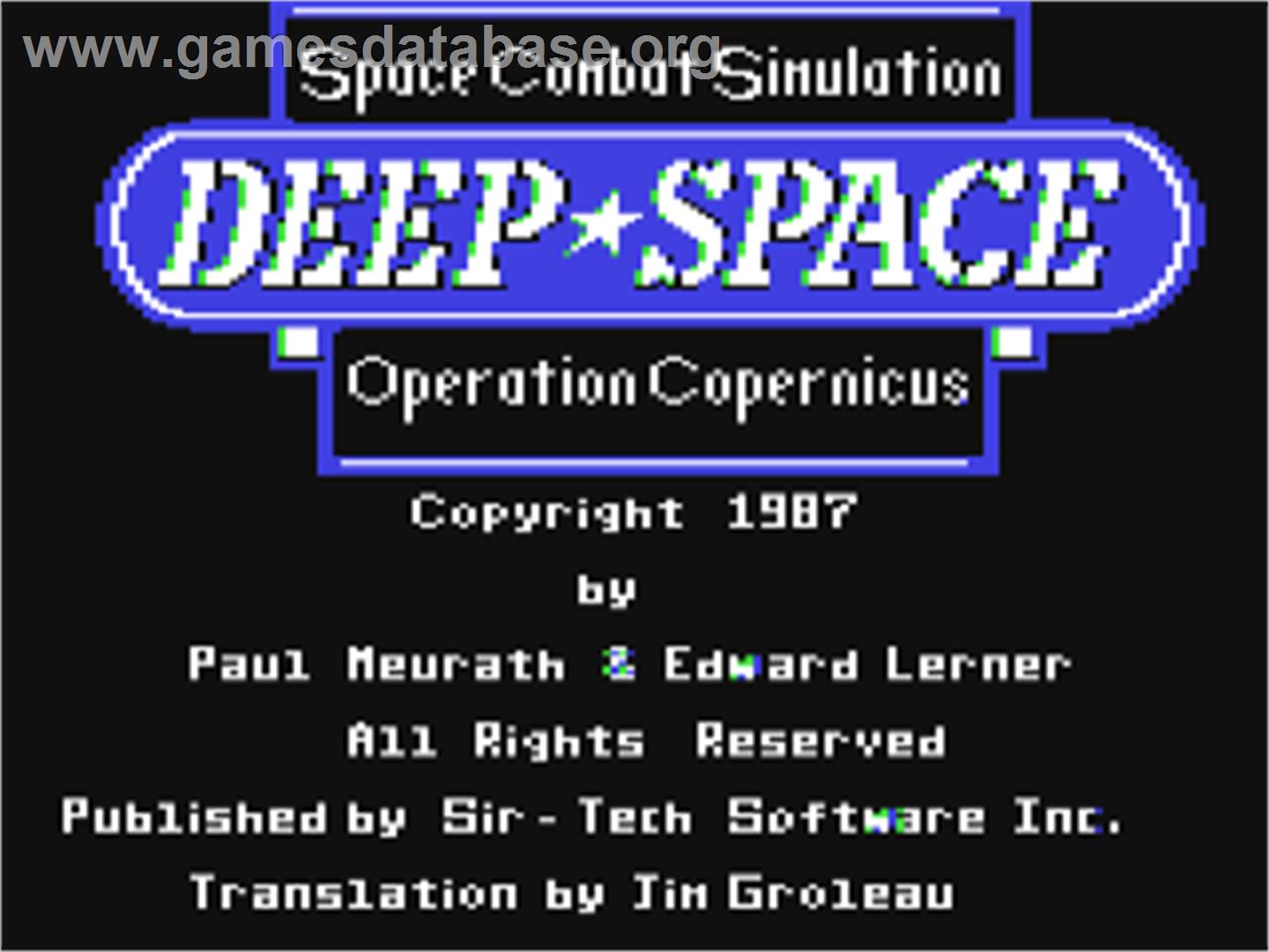 Deep Space - Operation Copernicus - Commodore 64 - Artwork - Title Screen