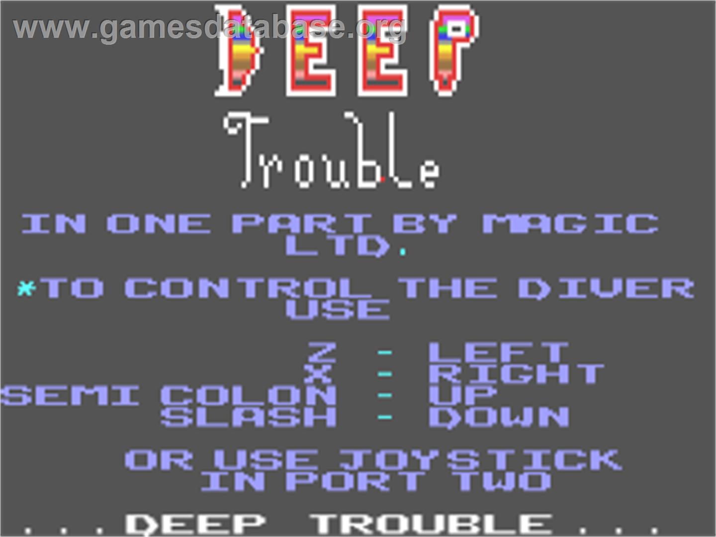 Deep Trouble - Commodore 64 - Artwork - Title Screen