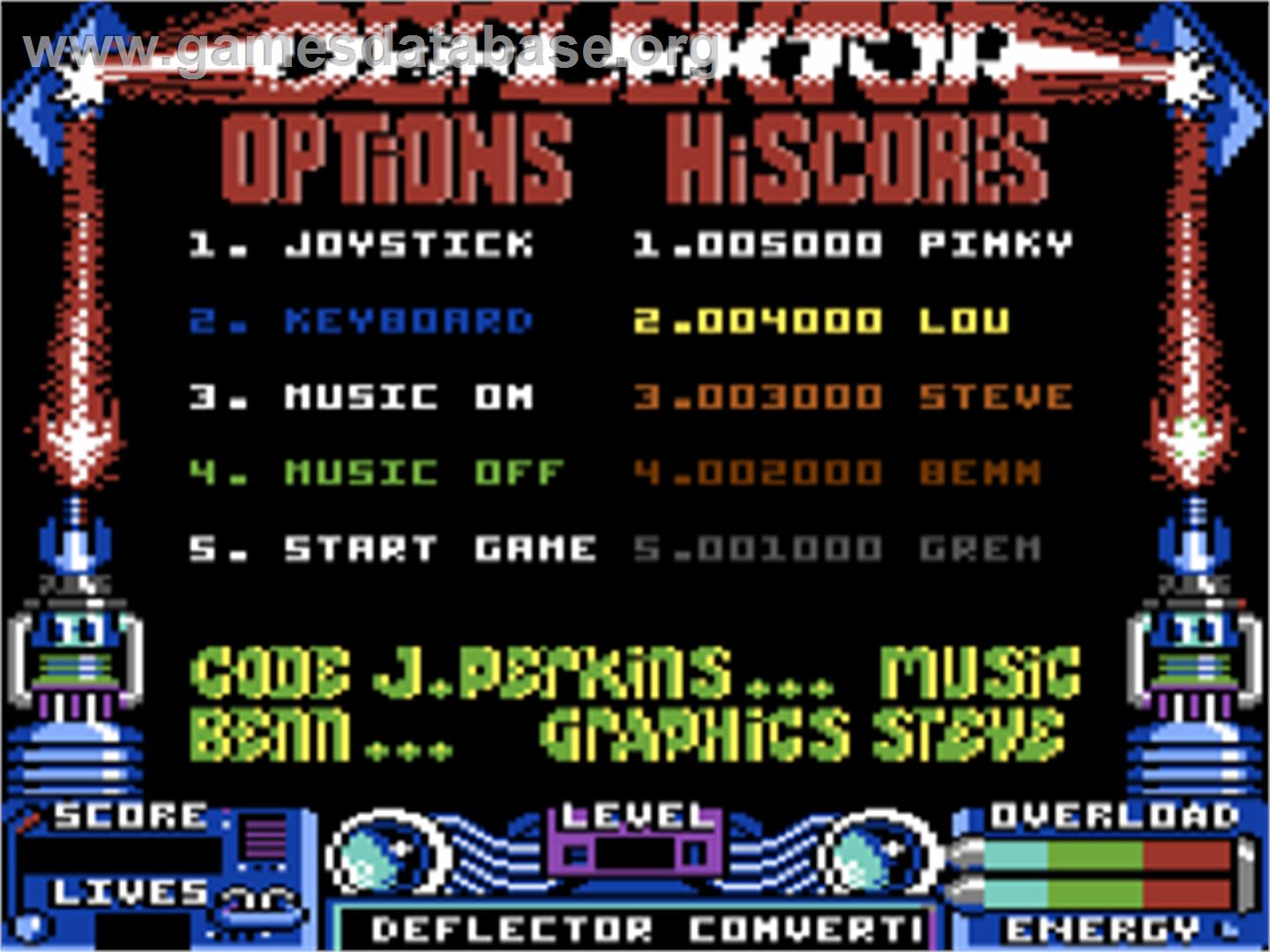 Deflektor - Commodore 64 - Artwork - Title Screen