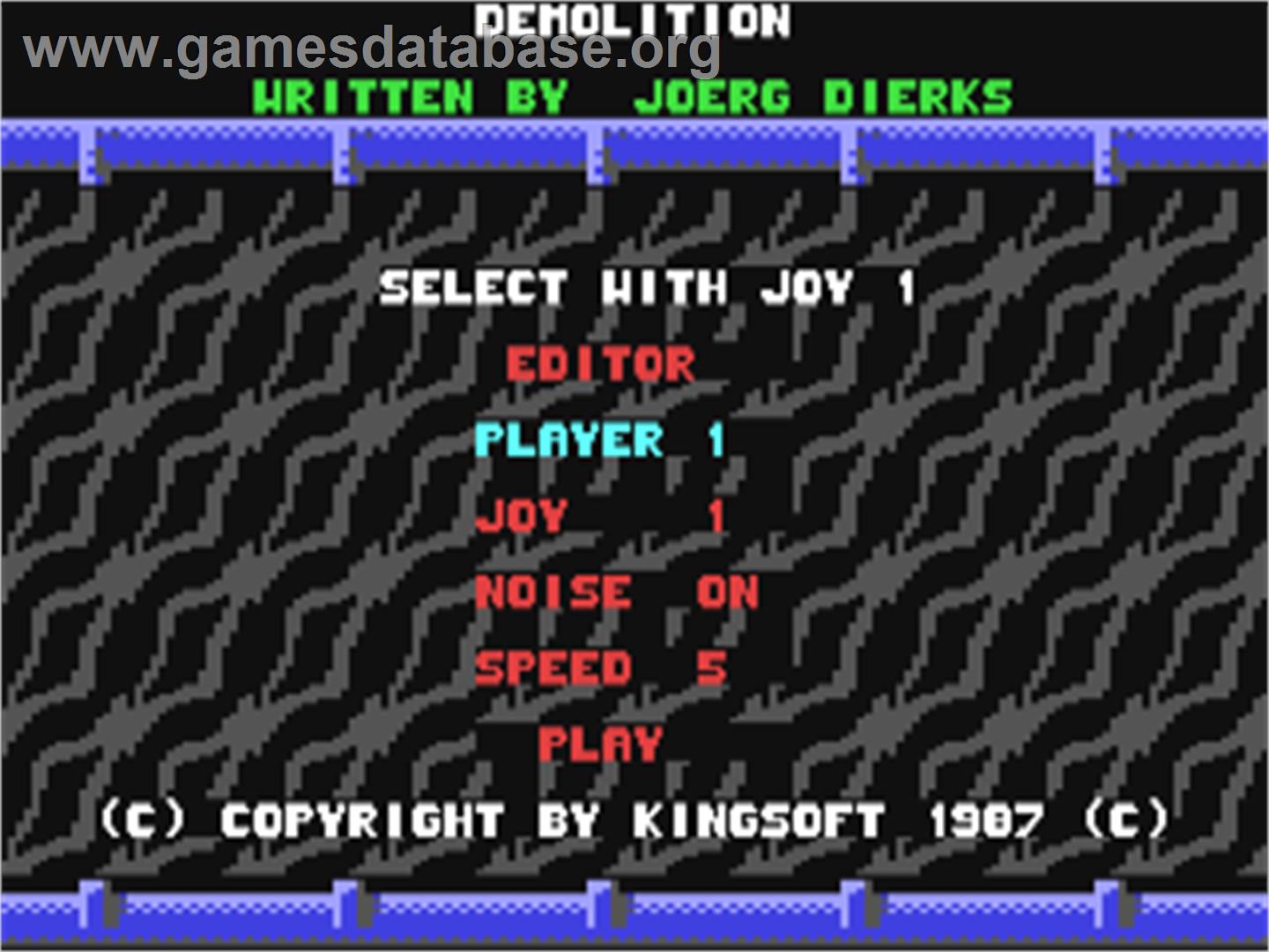 Demolition Construction Set - Commodore 64 - Artwork - Title Screen