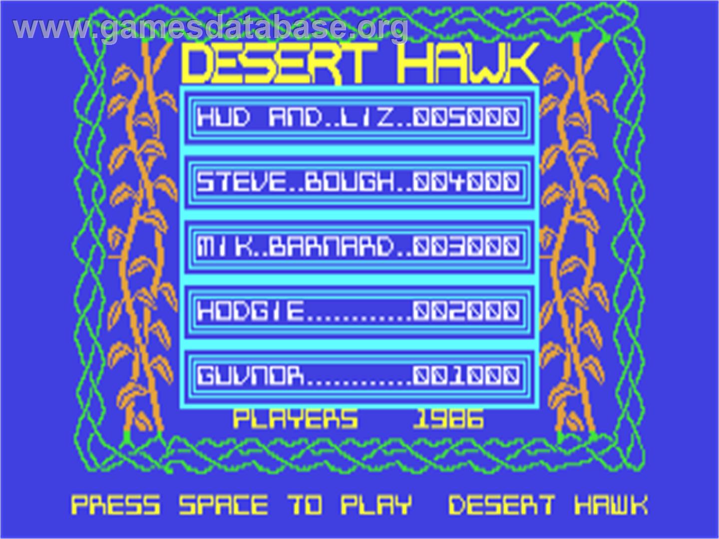 Desert Hawk - Commodore 64 - Artwork - Title Screen