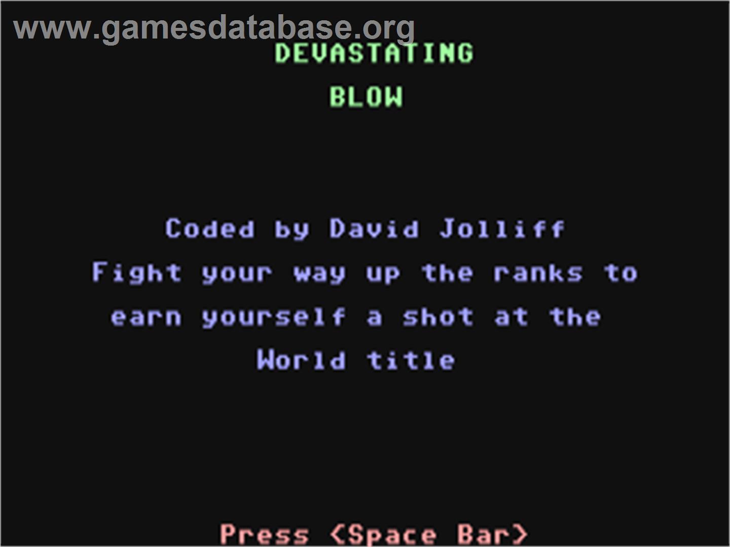 Devastating Blow - Commodore 64 - Artwork - Title Screen