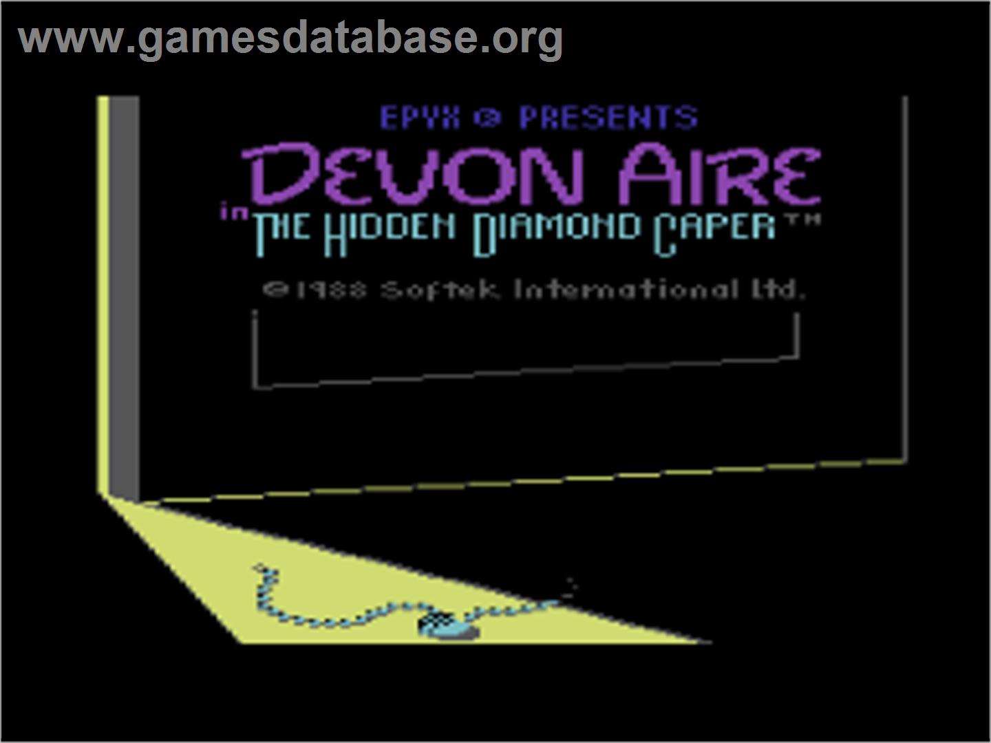 Devon Aire in the Hidden Diamond Caper - Commodore 64 - Artwork - Title Screen