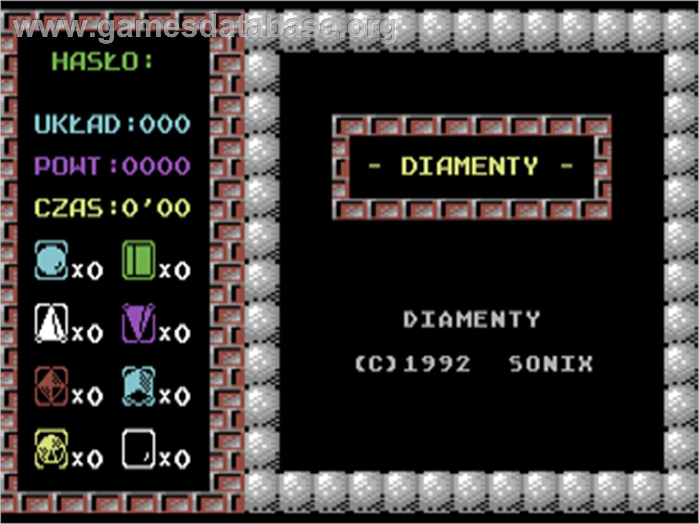 Diamenty - Commodore 64 - Artwork - Title Screen