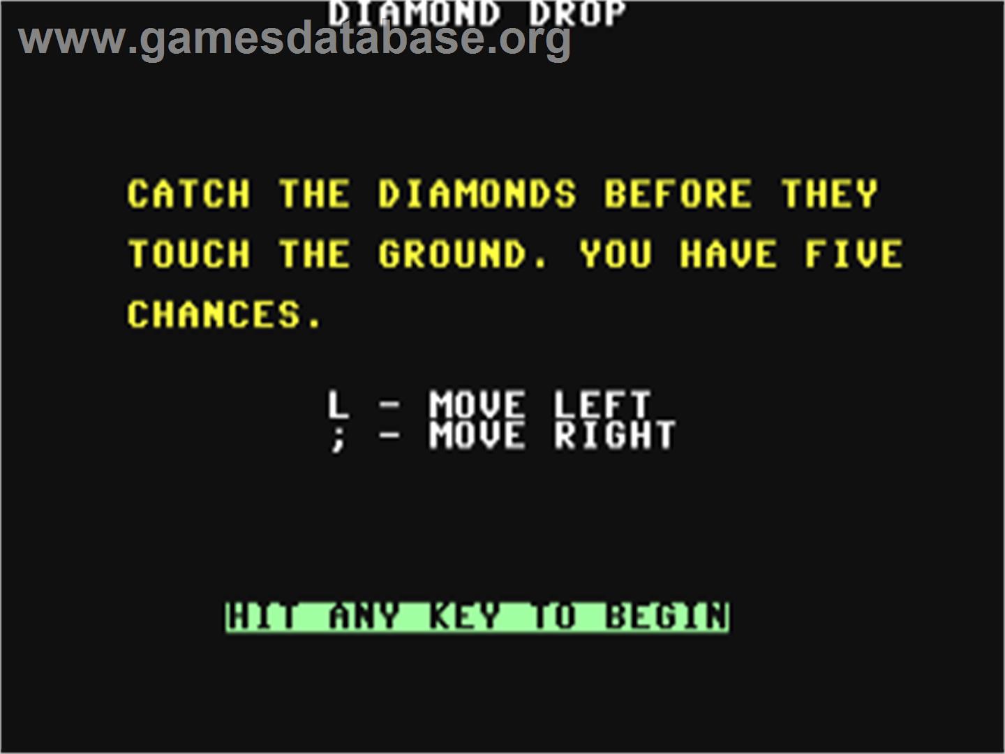 Diamond Drop - Commodore 64 - Artwork - Title Screen