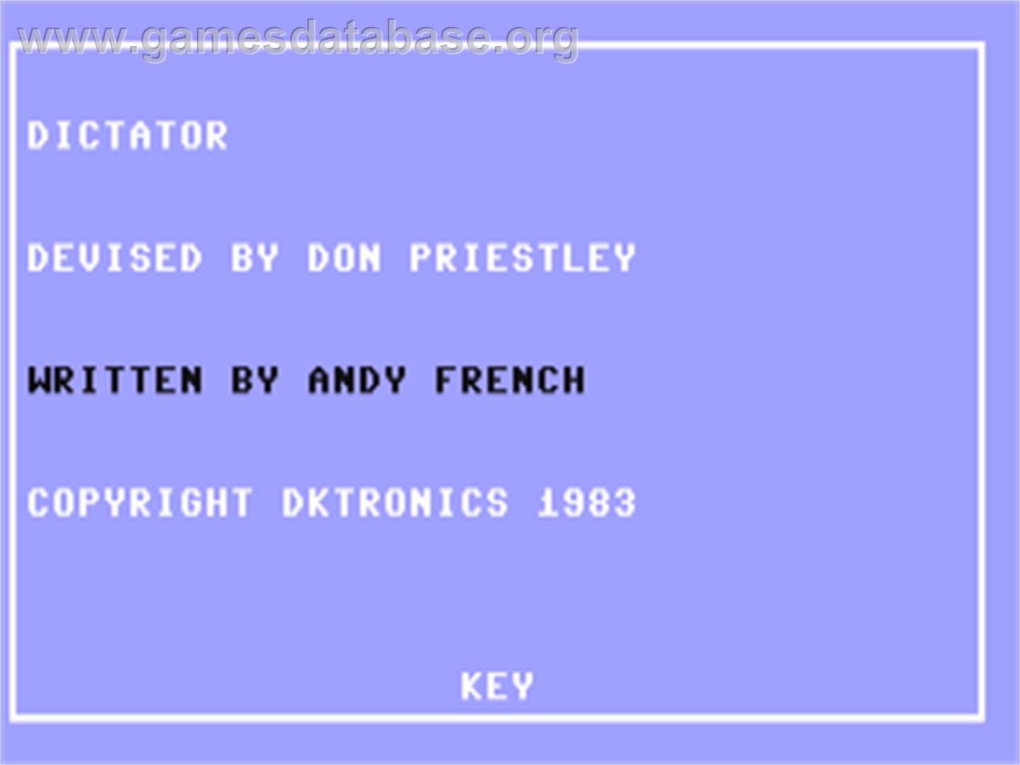 Dictator - Commodore 64 - Artwork - Title Screen