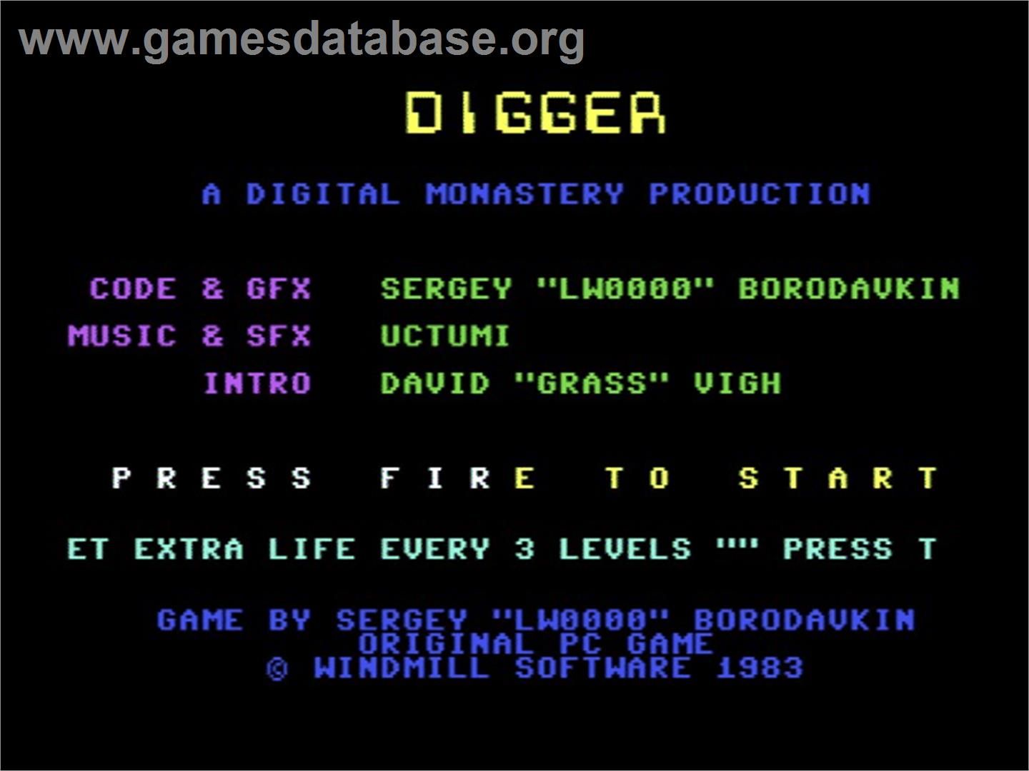Digger (UpTime) - Commodore 64 - Artwork - Title Screen
