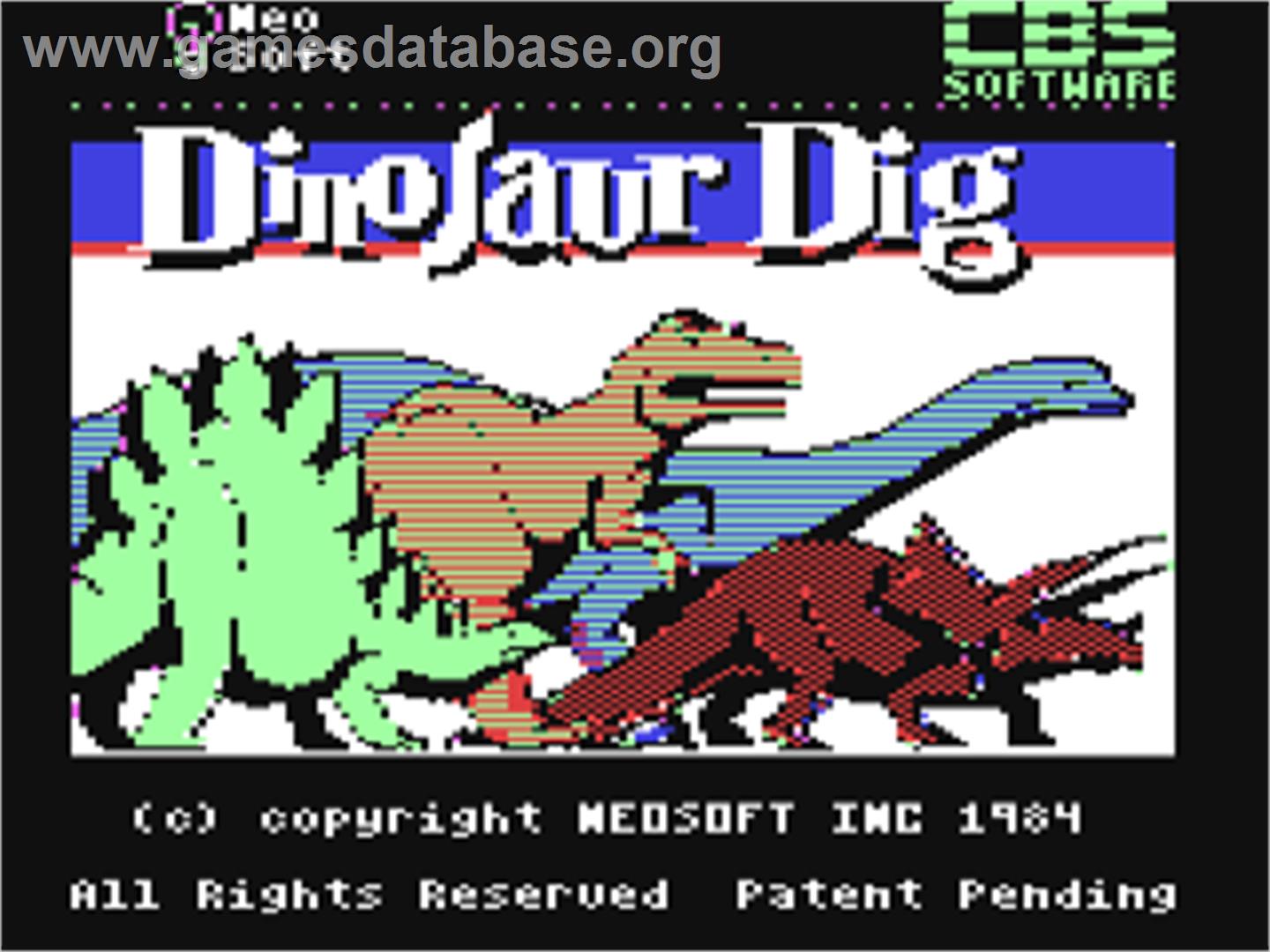 Dinosaur Dig - Commodore 64 - Artwork - Title Screen
