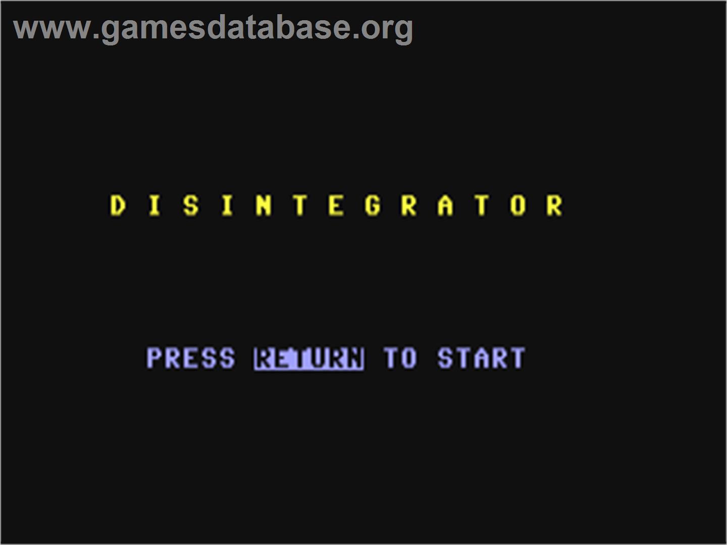 Disintegrator - Commodore 64 - Artwork - Title Screen
