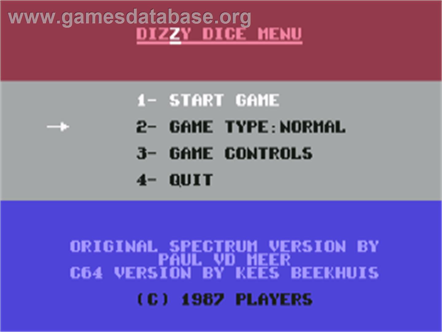 Dizzy Dice - Commodore 64 - Artwork - Title Screen