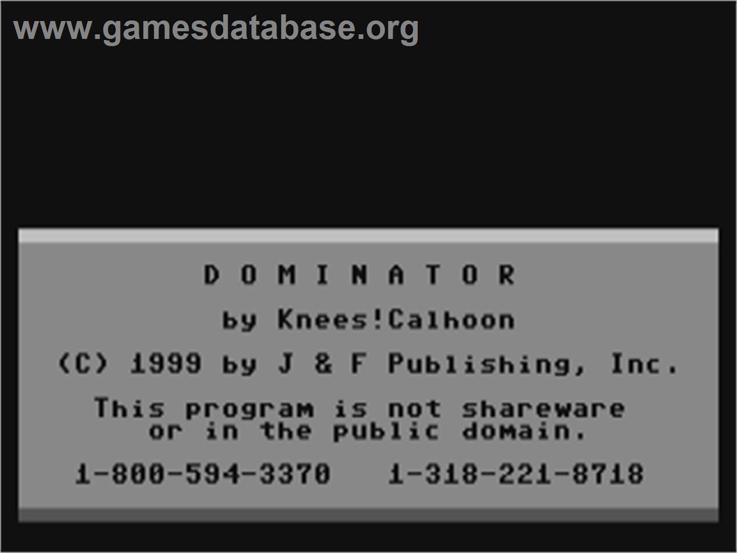 Dominator (Loadstar) - Commodore 64 - Artwork - Title Screen