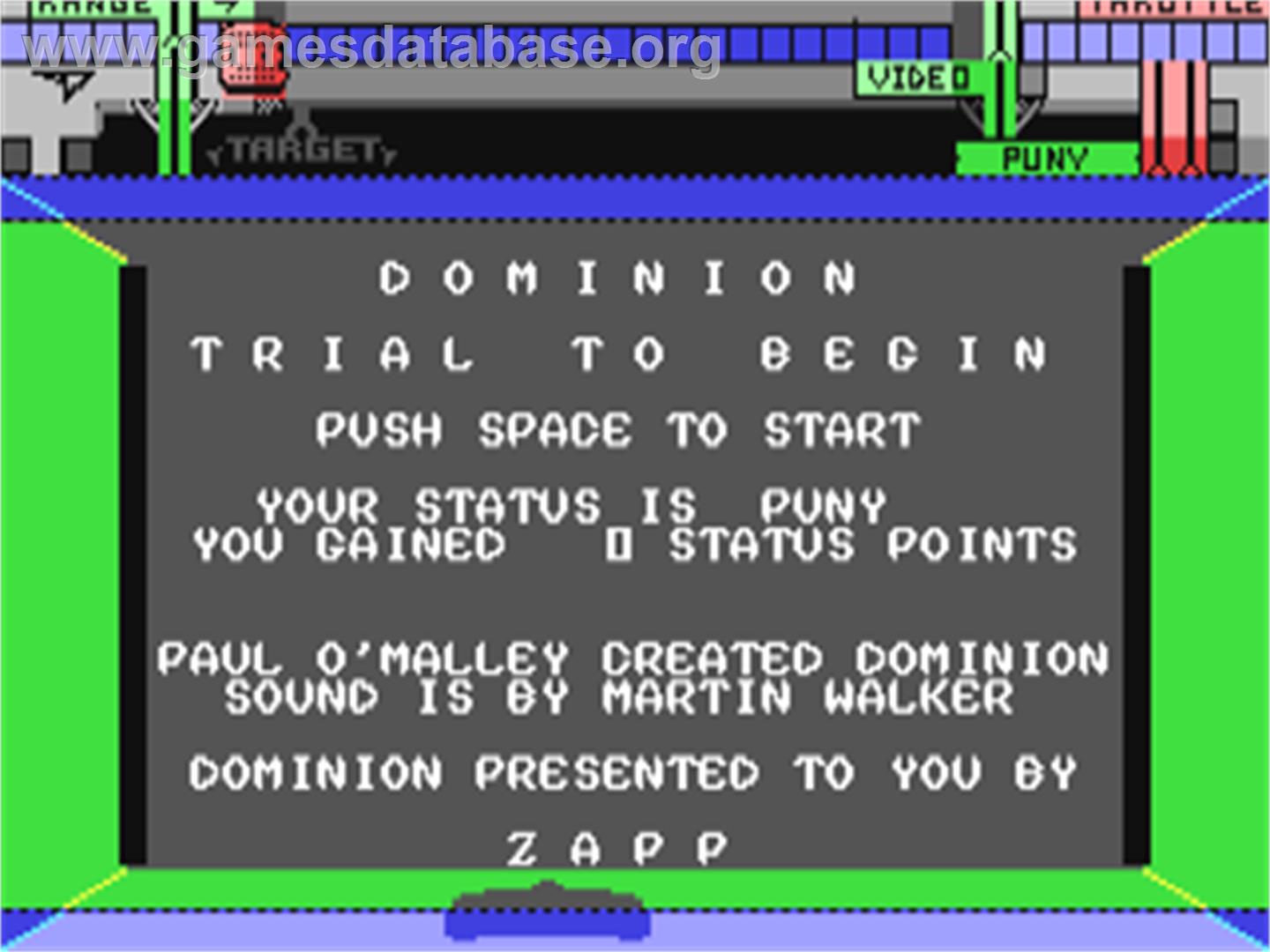 Dominion - Commodore 64 - Artwork - Title Screen