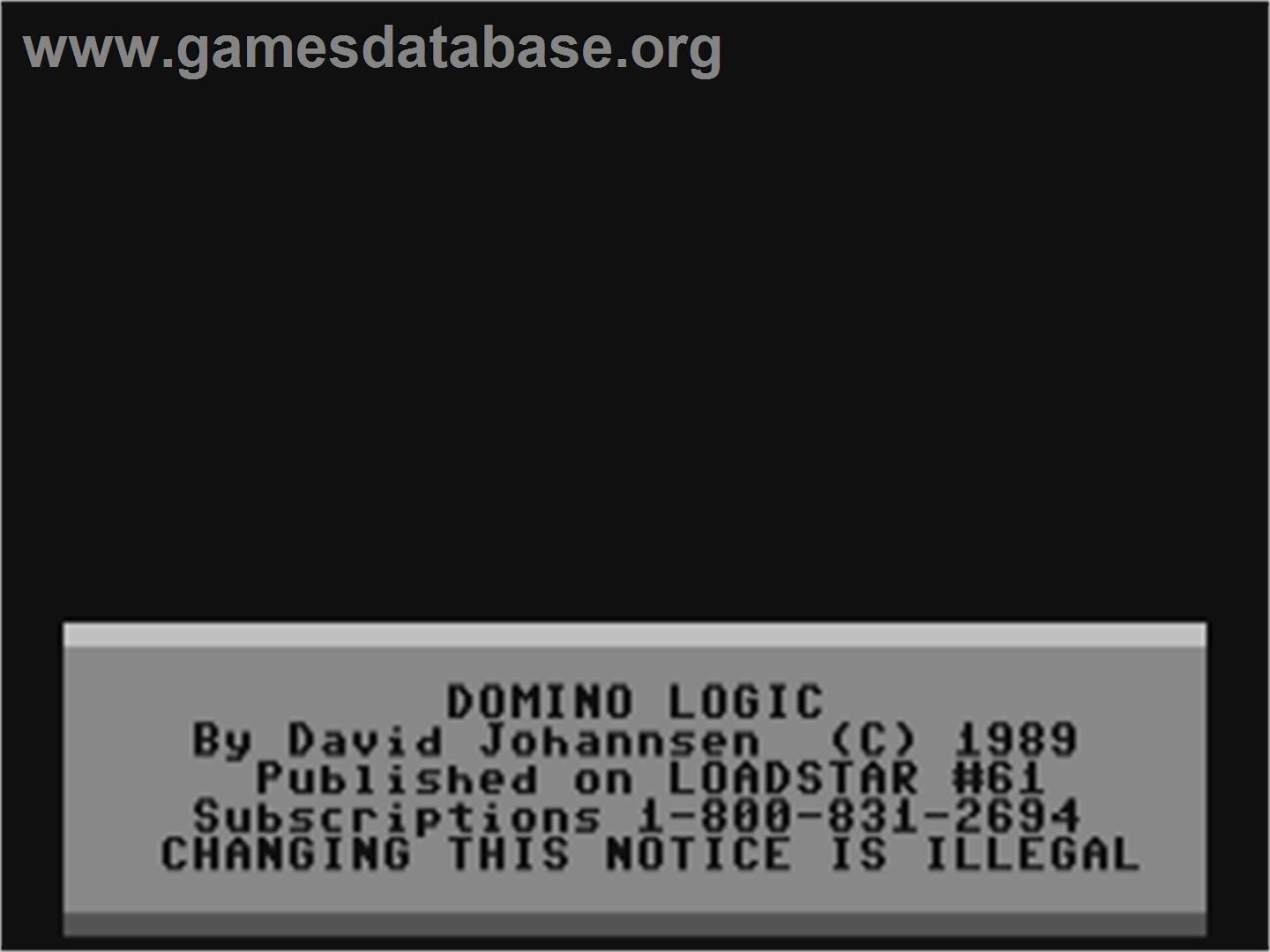 Domino Logic - Commodore 64 - Artwork - Title Screen