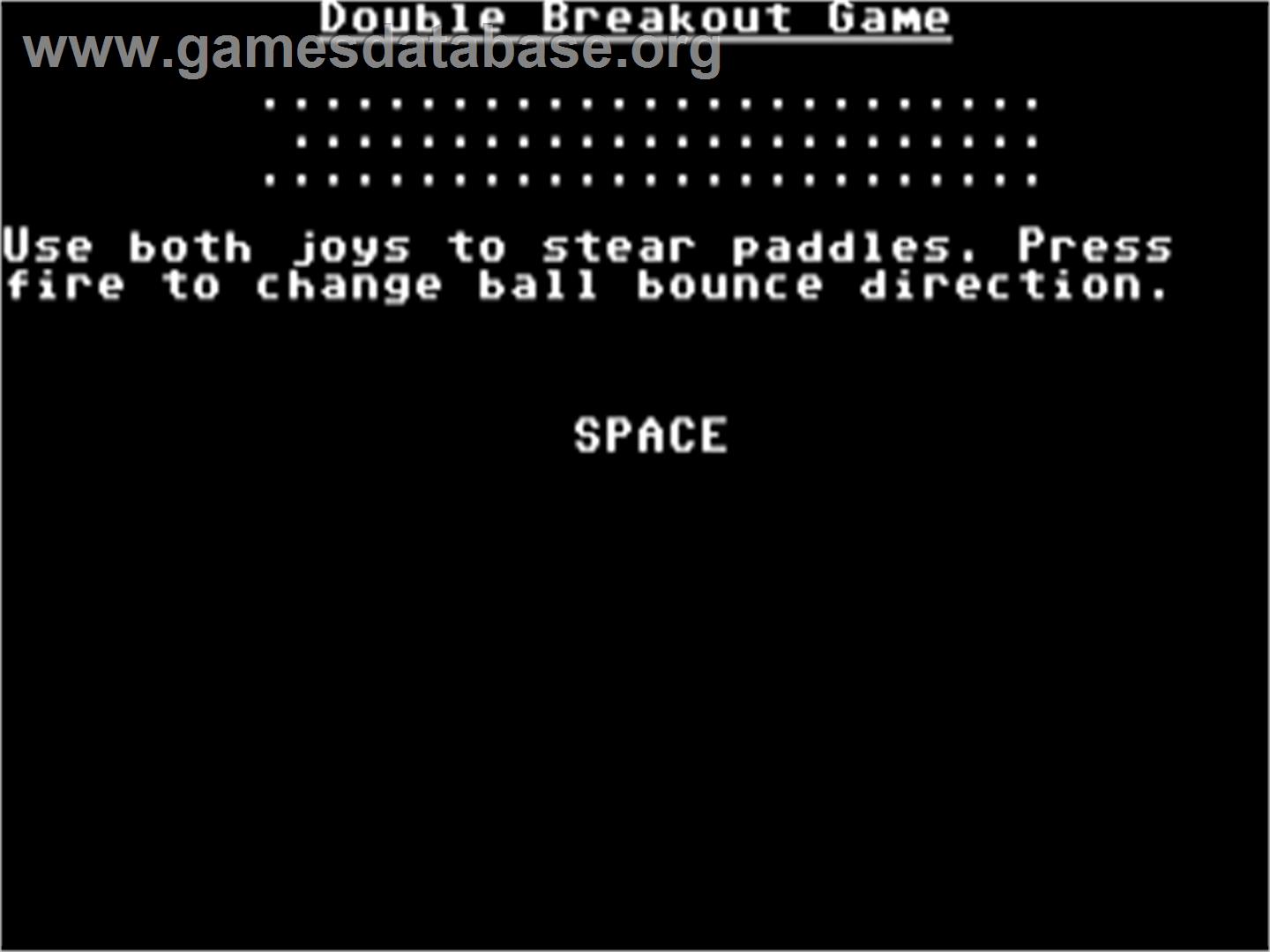Double Breakout Game - Commodore 64 - Artwork - Title Screen
