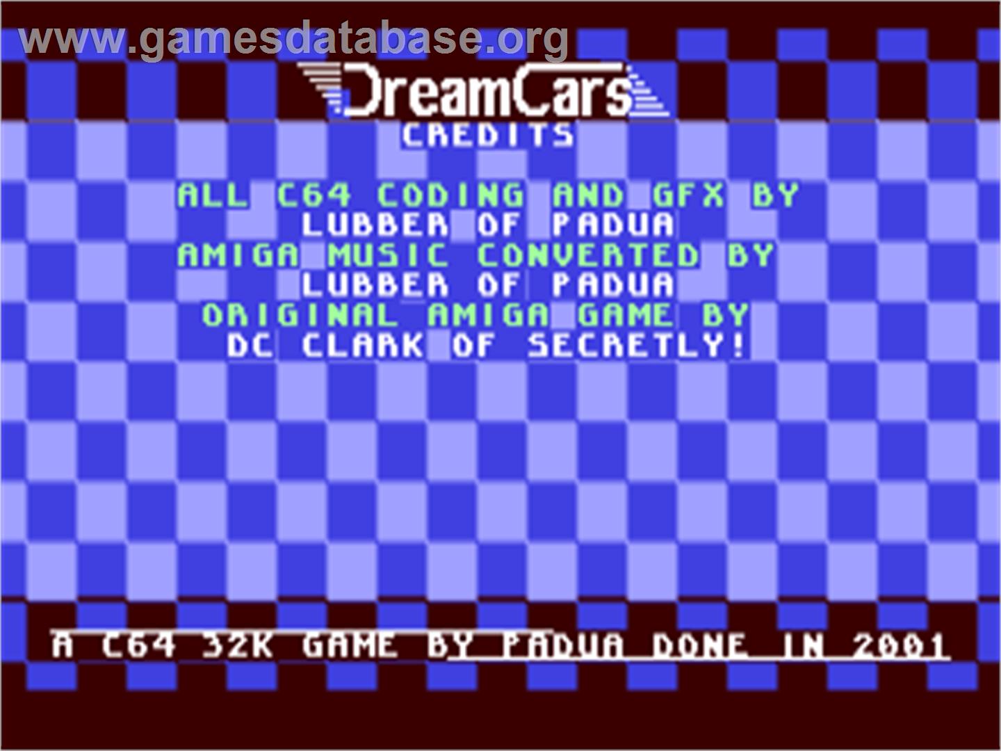 Dreamcars - Commodore 64 - Artwork - Title Screen
