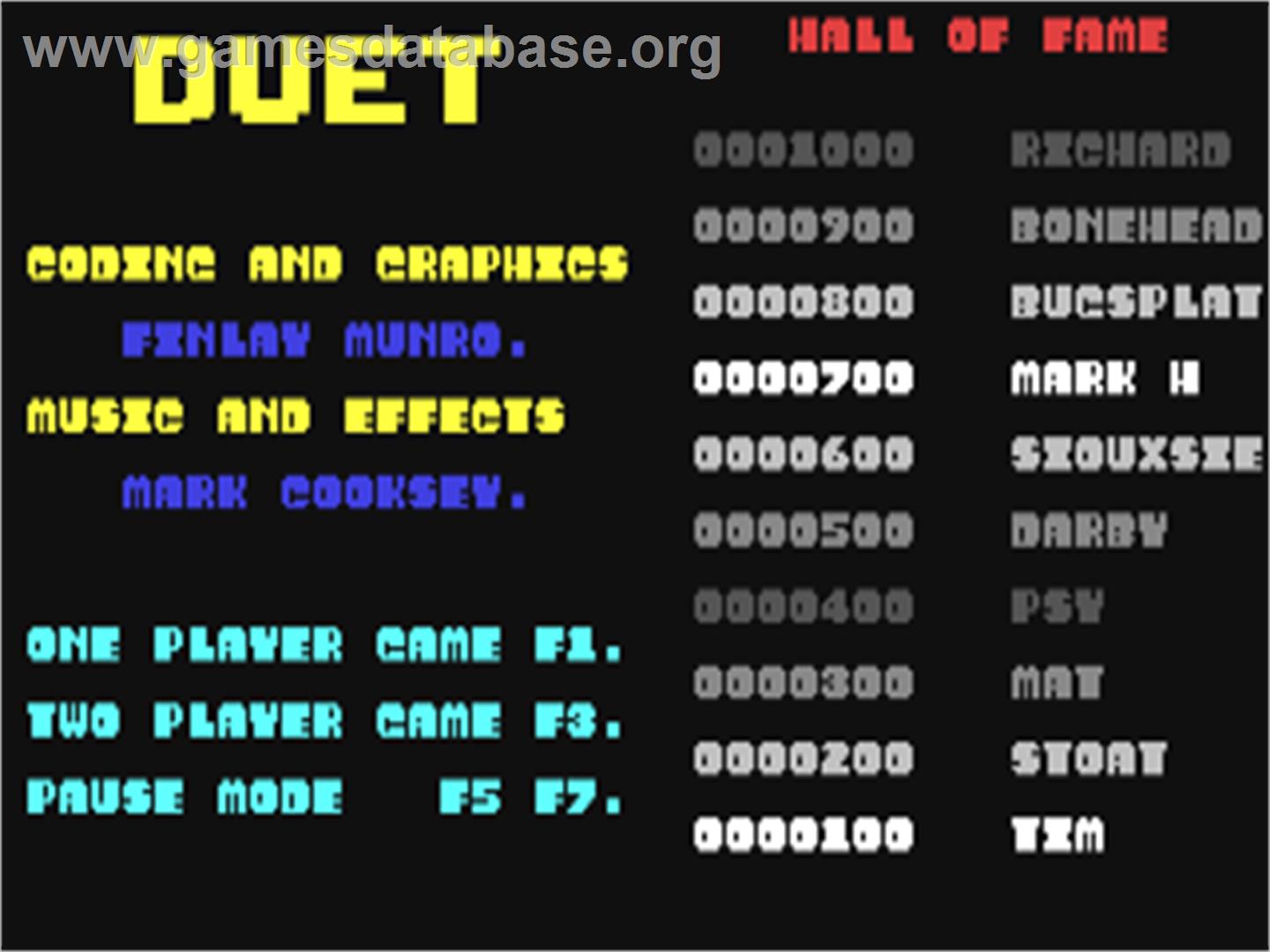 Duet - Commodore 64 - Artwork - Title Screen