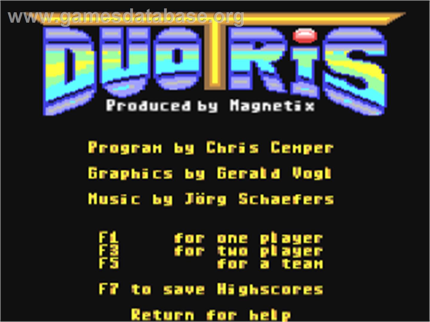 Duotris - Commodore 64 - Artwork - Title Screen