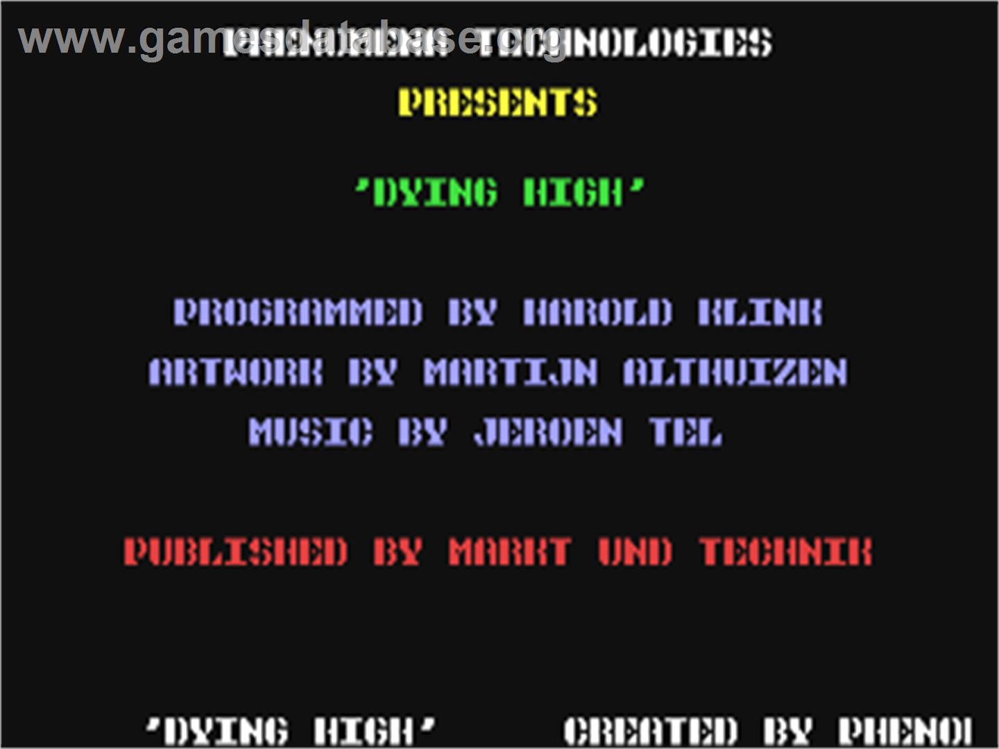 Dying High - Commodore 64 - Artwork - Title Screen
