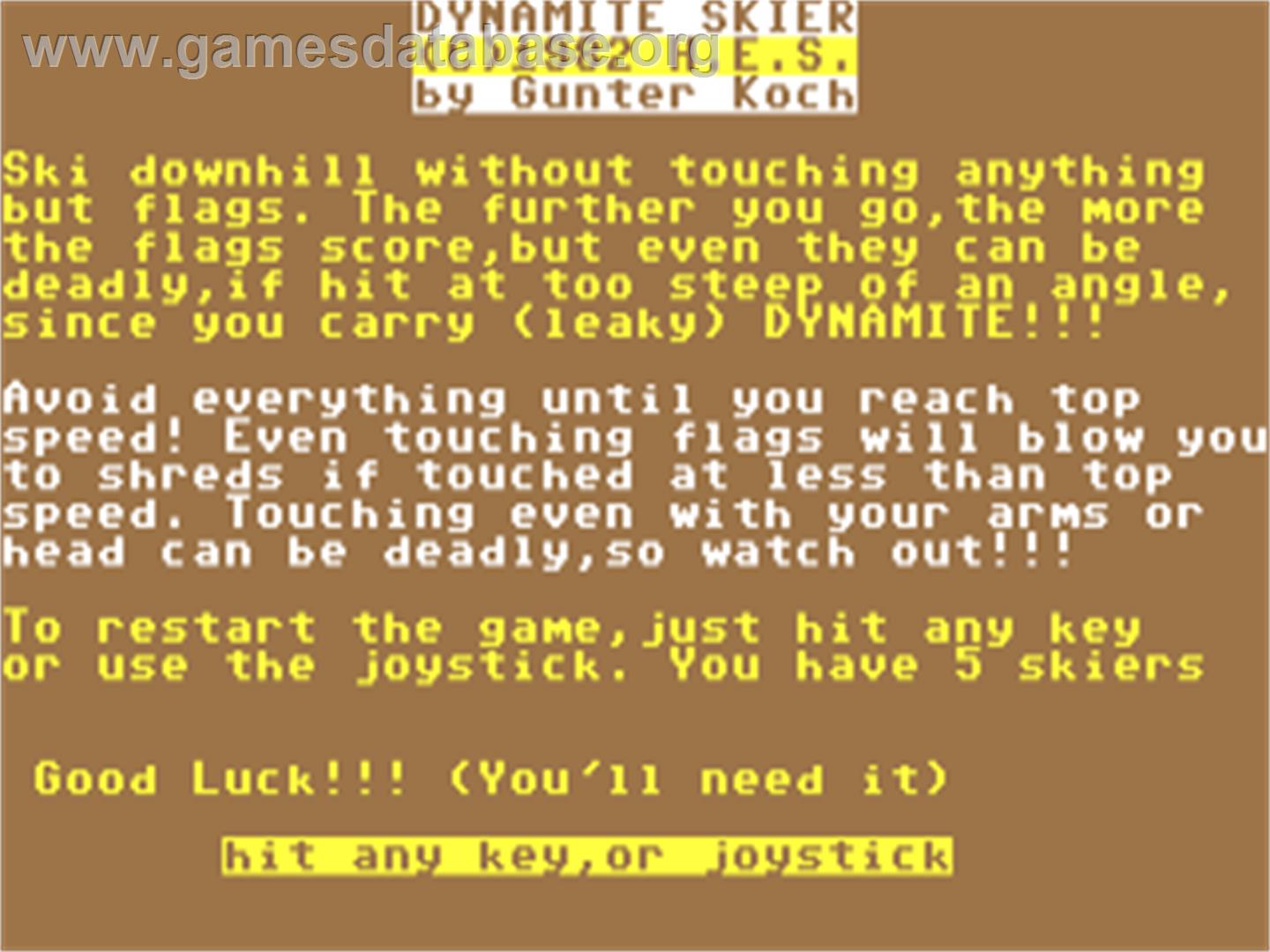 Dynamite Skier - Commodore 64 - Artwork - Title Screen