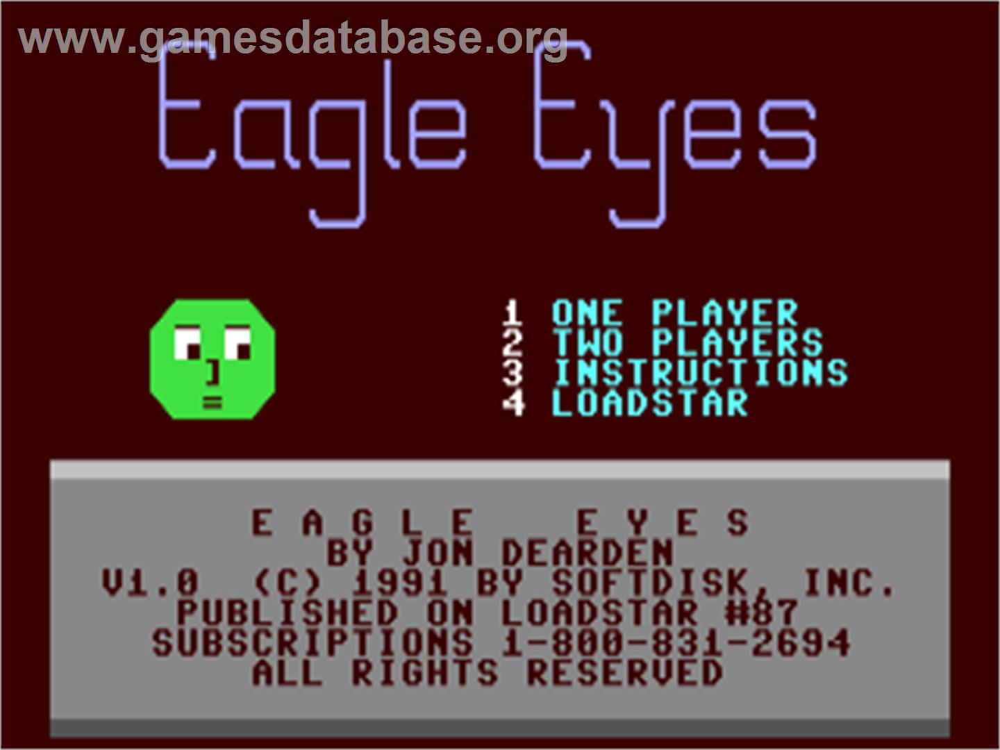Eagle Eyes - Commodore 64 - Artwork - Title Screen