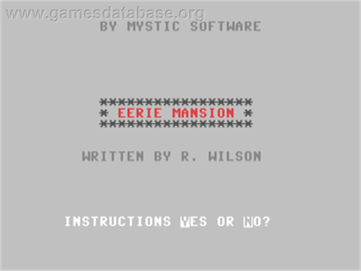 Eerie Mansion - Commodore 64 - Artwork - Title Screen