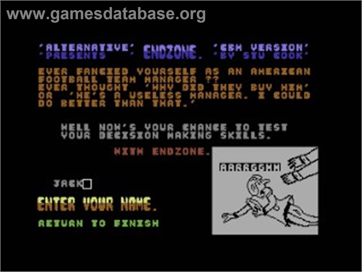 Endzone - Commodore 64 - Artwork - Title Screen