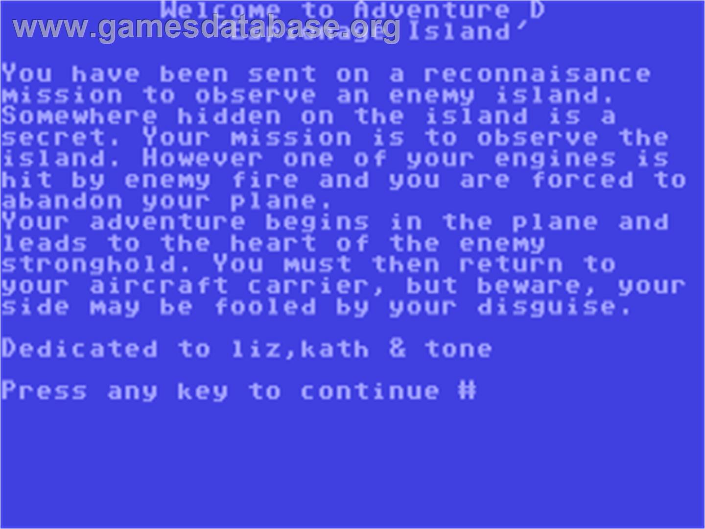 Espionage Island - Commodore 64 - Artwork - Title Screen