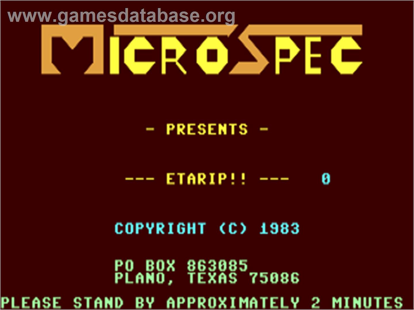 Etarip - Commodore 64 - Artwork - Title Screen