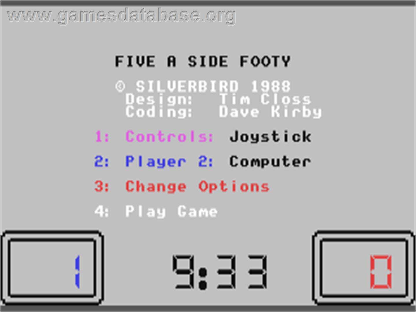 European 5-a-side - Commodore 64 - Artwork - Title Screen