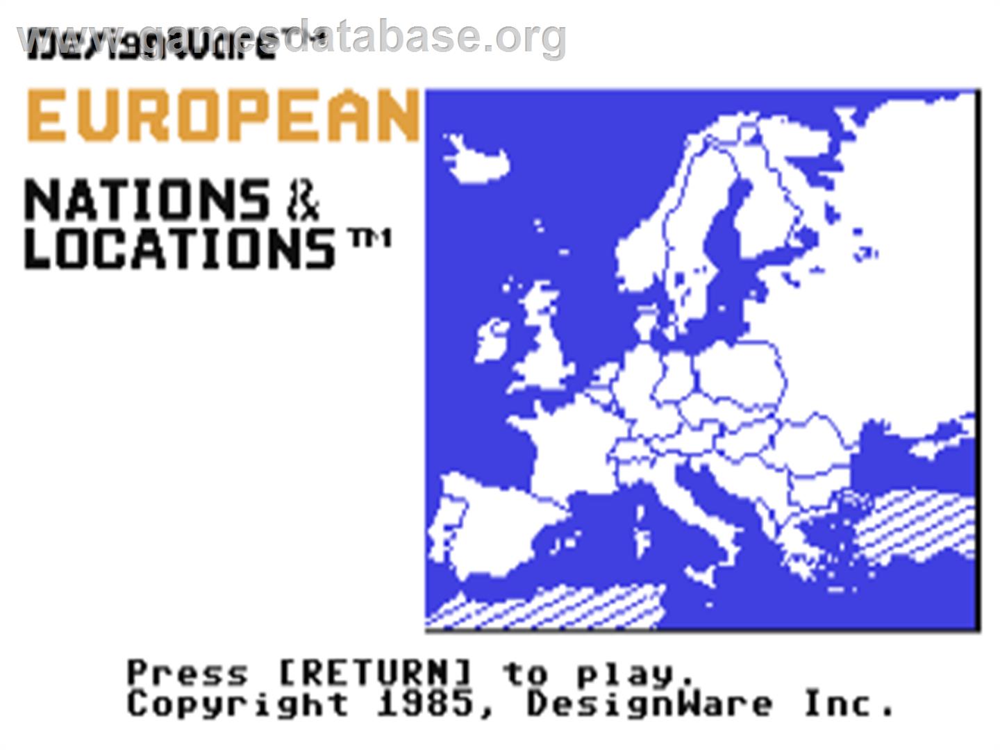 European Nations And Locations - Commodore 64 - Artwork - Title Screen