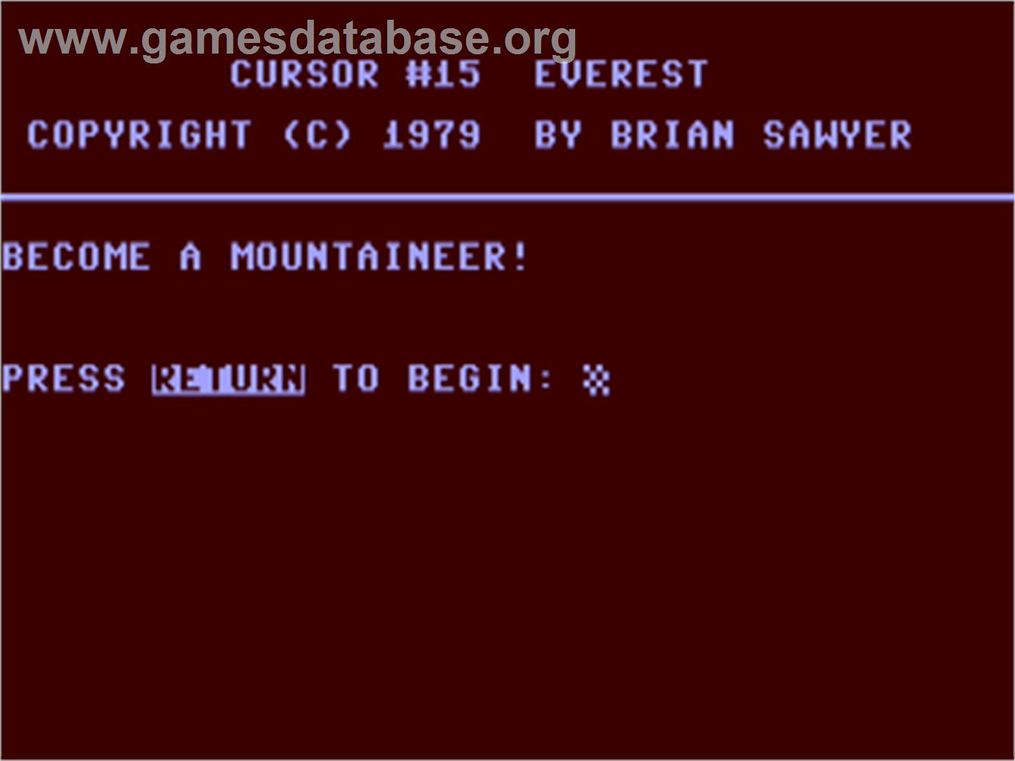 Everest - Commodore 64 - Artwork - Title Screen