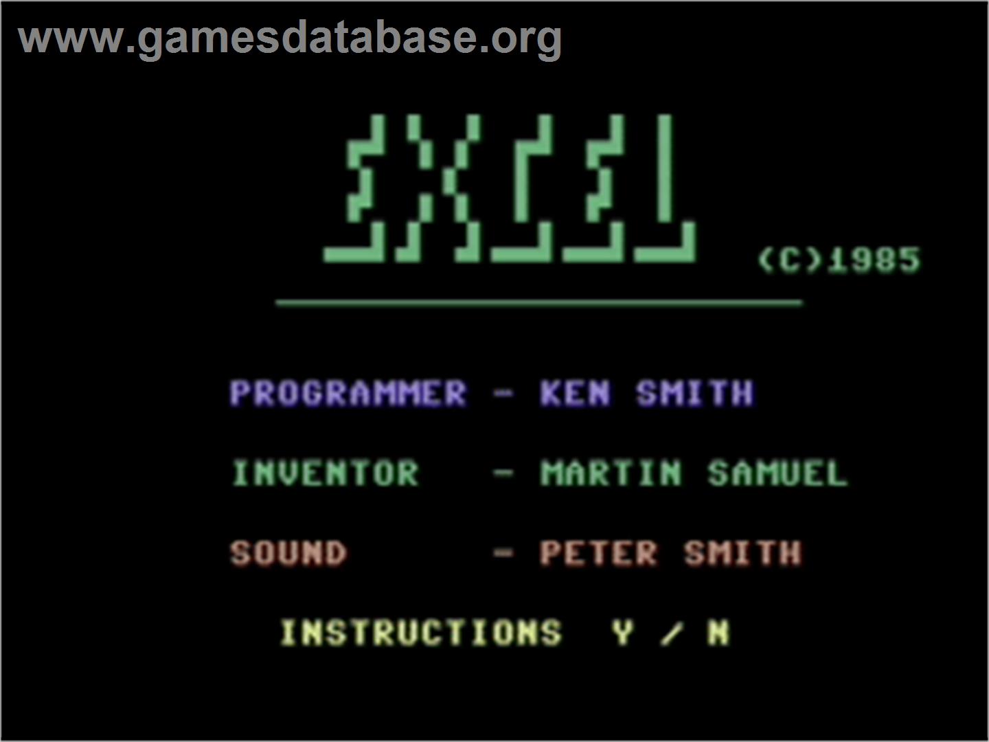 Excel - Commodore 64 - Artwork - Title Screen