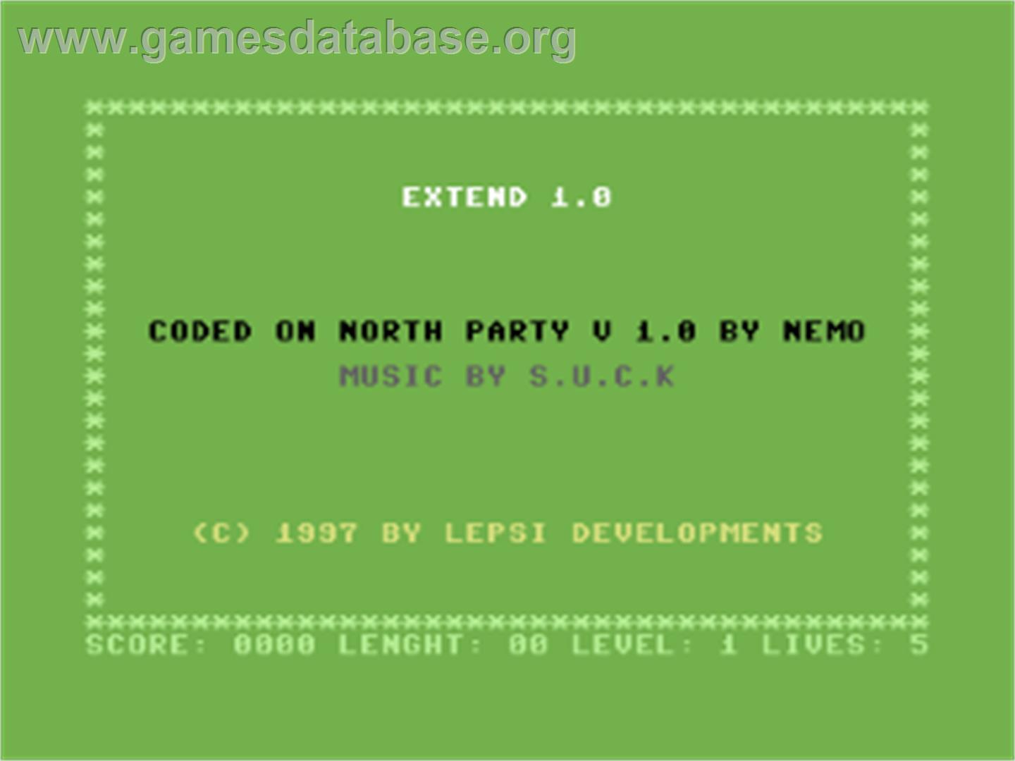 Extend - Commodore 64 - Artwork - Title Screen