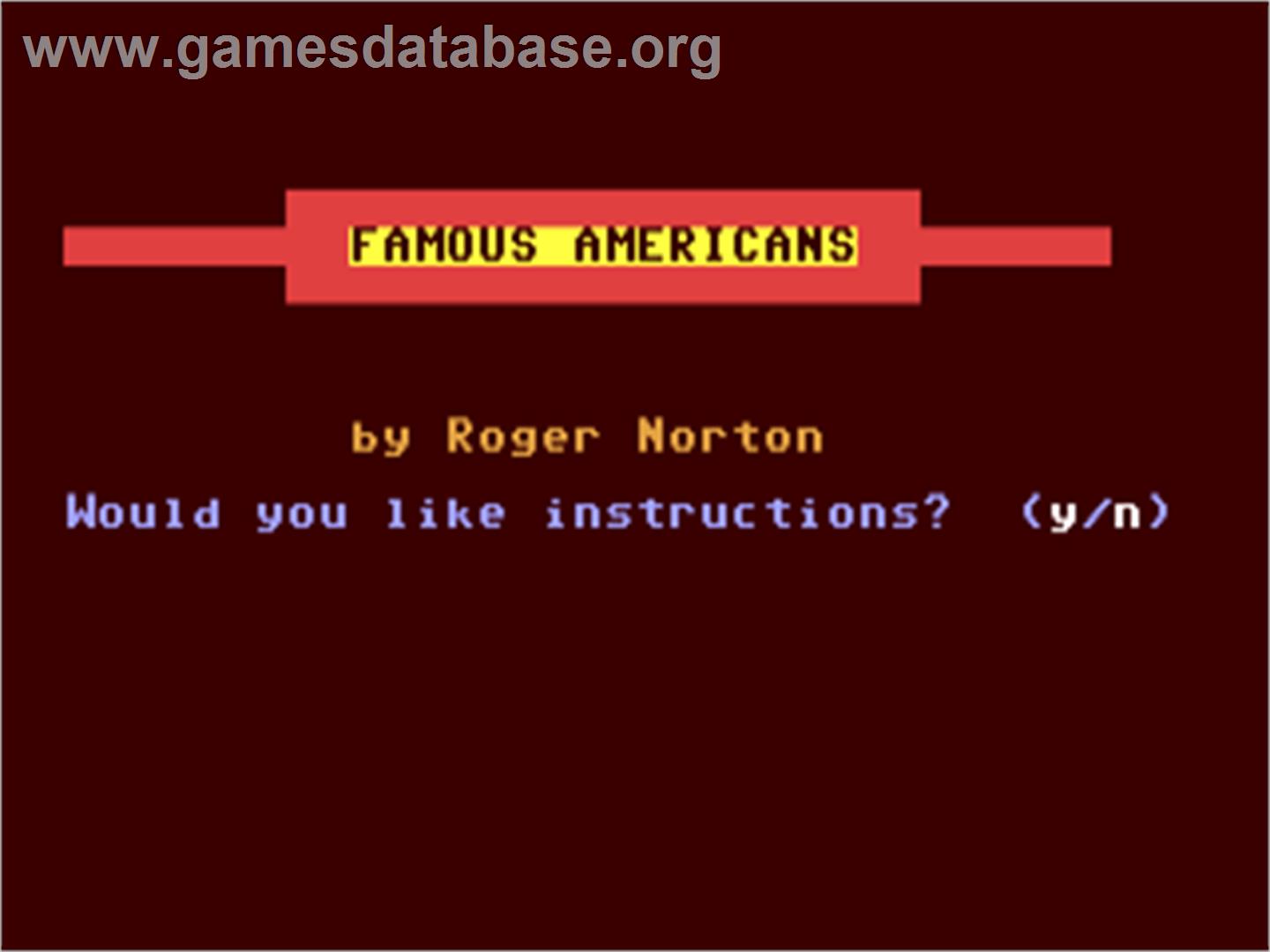 Famous Americans - Commodore 64 - Artwork - Title Screen
